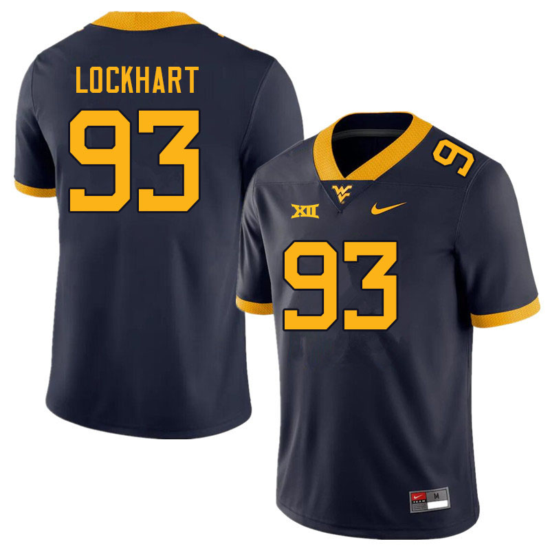 Men #93 Mike Lockhart West Virginia Mountaineers College Football Jerseys Sale-Navy